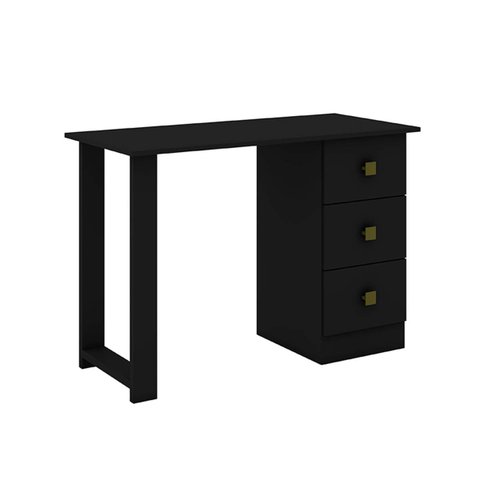 Mesa Escrivaninha para Notebook com 3 Gavetas 110 X 77 X 50 Cm Escritório Mdp Preto - Clicklar