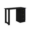 Ver imagem 1 de Mesa Escrivaninha para Notebook com 3 Gavetas 110 X 77 X 50 Cm Escritório Mdp Preto - Clicklar