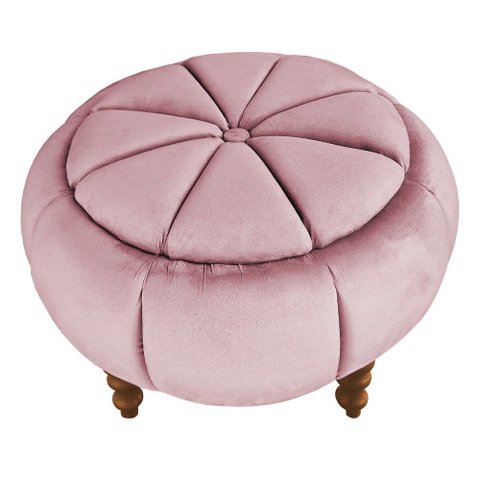 Puff da Vinci Abóbada 65 Cm Suede Slk Decor Amara Rosa Claro
