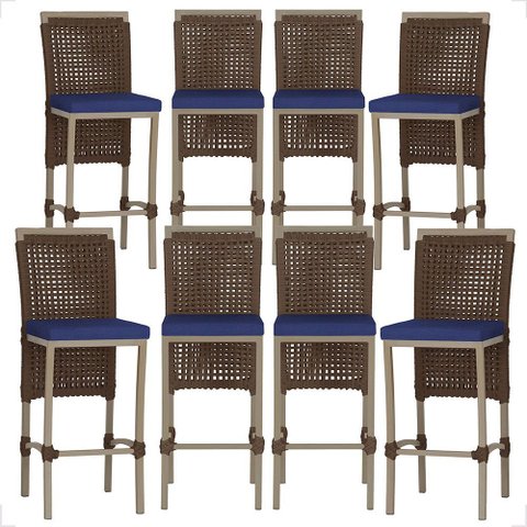 8 Banqueta em Alumínio Roma Fendi Corda Náutica Tecido 10