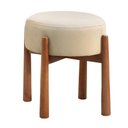 Ver imagem 1 de Puff Banqueta Lotus Luxo Madeira Maciça Castellar Móbile Veludo Bege Claro