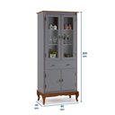 Ver imagem 4 de Cristaleira 4 Portas 2 Prateleiras 1 Gaveta e Pés Luiz Xv 60308 Linz Móveis - Cinza/imbuia