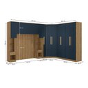 Ver imagem 4 de Guarda Roupa Quarto Modulado Casal Adapt 8 Peças Nogueira/Azul Profundo 357cm x 263cm - Kappesberg