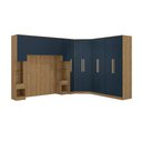 Ver imagem 2 de Guarda Roupa Quarto Modulado Casal Adapt 8 Peças Nogueira/Azul Profundo 357cm x 263cm - Kappesberg