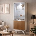 Ver imagem 1 de Cristaleira 4 Portas Nicho Adega 100% MDF Vidro e LED Vicenza Off White Cinamomo