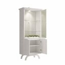 Ver imagem 4 de Cristaleira 4 Portas Nicho Adega 100% MDF Vidro e LED Vicenza Off White Cinamomo