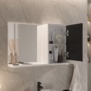 Ver imagem 4 de Conjunto Gabinete Banheiro Completo Prisma 60cm - Branco / Preto com Tampo Vidro
