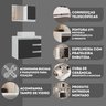 Conjunto Gabinete Banheiro Completo Prisma 60cm - Branco / Preto com Tampo Vidro - 7