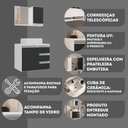 Ver imagem 7 de Conjunto Gabinete Banheiro Completo Prisma 60cm - Branco / Preto com Tampo Vidro