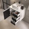 Conjunto Gabinete Banheiro Completo Prisma 60cm - Branco / Preto com Tampo Vidro - 3