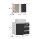 Ver imagem 6 de Conjunto Gabinete Banheiro Completo Prisma 60cm - Branco / Preto com Tampo Vidro