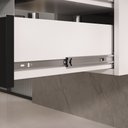 Ver imagem 5 de Conjunto Gabinete Banheiro Completo Prisma 60cm - Branco / Preto com Tampo Vidro