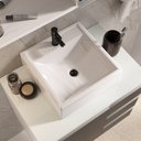 Ver imagem 2 de Conjunto Gabinete Banheiro Completo Prisma 60cm - Branco / Preto com Tampo Vidro