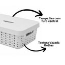 Ver imagem 3 de Cesto Organizador Multiuso com Tampa 20 Litros Cinza Claro - Usual