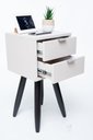 Ver imagem 2 de Kit Mesa de Cabeceira Retro Off White com 2 Gavetas de 30cm Pé Marrom Escuro Envio Montada