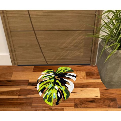 TAPETE CAPACHO PLANTA, FORMATO FOLHA, PARA DECORAÇÃO DE SALA QUARTO BANHEIRO E VARANDAS.