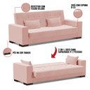 Ver imagem 6 de Sofá Cama 02 lugares Lisboa Veludo Rosê - D’Rossi