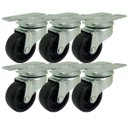 Ver imagem 1 de Kit 6 Rodizio Para Freezer Placa Com Recorte Giratório Sem Freio 41Mm Nylon Colson