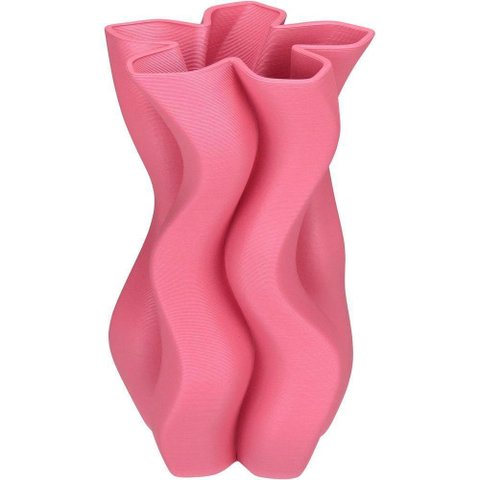 Vaso Decorativo Enfiete Casa Aparador 3d Home&co Cerâmica 24x14x14cm Rosa Escuro