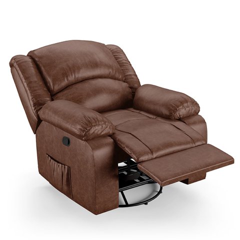 Poltrona do Papai Reclinável Pietra Glider Giratória Massagem Fh9 Pu Marrom Brilho - Mpozenato