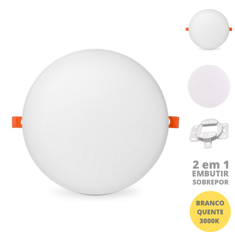 Painel 25w Led Borda Infinita Redondo 2 em 1 Branco Quente 3000k Bivolt