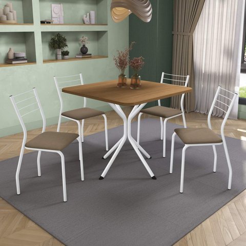 Conjunto de Mesa Completo com 4 Cadeiras Estofadas Cmc1010br Kappesberg Crome
