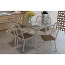 Ver imagem 1 de Conjunto: Mesa de Cozinha Elba C/ Tampo de Vidro 150cm e 6 Cadeiras Holanda Niquel - Courano Marrom