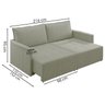 Sofa Retratil 3 Lugares 216 cm Azera Linho TCE 1026 Moll - 4