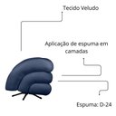 Ver imagem 4 de Poltrona Decorativa Micheli Base Giratória e Balanço Veludo Cor Marinho