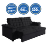 Sofá New Austrália 3 metros Retratil e Reclinavel Suede Preto – Sofá na Web - 3