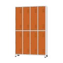 Ver imagem 1 de Armário Roupeiro de Aço para Vestiário 8 Portas Locker Laranja com Chave