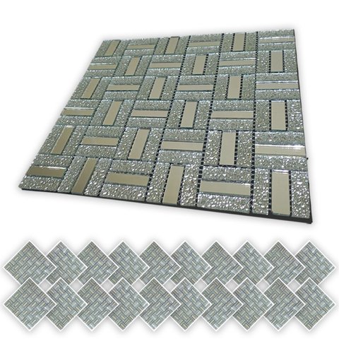 Pastilha de Vidro Adesiva Kit 20 Uni Banheiro Cozinha Lavabo Sala Decorativa Moderna Reforma Requint