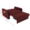 Ver imagem 4 de Sofá Cama Vértice 2 Lugares 140cm Vinho Veludo com Baú Matrix