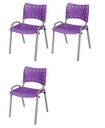 Ver imagem 2 de Cadeira Iso Base Cinza Escola, Escritório -violeta Kit 3 Un