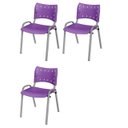 Ver imagem 2 de Cadeira Iso Base Cinza Escola, Escritório -violeta Kit 3 Un