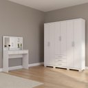 Ver imagem 1 de Guarda Roupa Casal Caju 6 Portas e Penteadeira Daila Ambiente com Led Branco - Henn