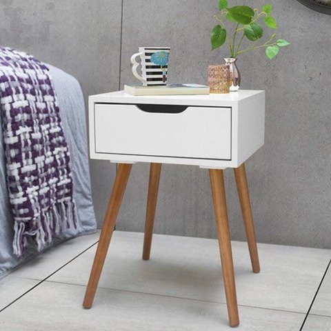 Mesa de Cabeceira 1 Gaveta Retrô Branco