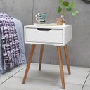 Ver imagem 1 de Mesa de Cabeceira 1 Gaveta Retrô Branco