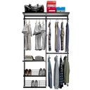 Ver imagem 1 de Closet Aberto Aramado Preto Parede Cabideiro Araras Prateleira Modular Regulável Home Metal