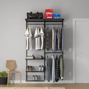 Ver imagem 2 de Closet Aberto Aramado Preto Parede Cabideiro Araras Prateleira Modular Regulável Home Metal