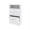 Ver imagem 3 de Cômoda Infantil 1 Porta 2 Gavetas 1 Nicho Estampada Kids Espresso Móveis Branco/Urso Rosa