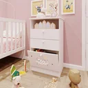Ver imagem 1 de Cômoda Infantil 1 Porta 2 Gavetas 1 Nicho Estampada Kids Espresso Móveis Branco/Urso Rosa