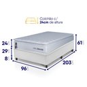 Ver imagem 3 de Conjunto Box Baú Branco Luanda Branco Espuma D28 Solteiro 96x203x69 - King House