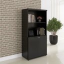 Ver imagem 1 de Armário Misto para Escritório 2 Portas com Prateleiras Linha PE40 Branco/Preto