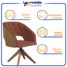 Poltrona Decorativa Giratória Núbia para Sala de Estar Aveludada Ferrugem - Mobília Mobília - 5