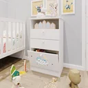 Ver imagem 1 de Cômoda Infantil 1 Porta 2 Gavetas 1 Nicho Estampada Kids Espresso Móveis Branco/Urso Azul