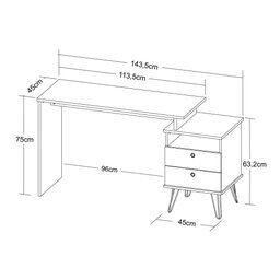 Mesa de Escritório Escrivaninha Plus com 2 Gavetas Preto/freijo - 7