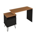 Ver imagem 6 de Mesa de Escritório Escrivaninha Plus com 2 Gavetas Preto/freijo