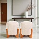 Ver imagem 7 de Kit 02 Puff Piave Decorativo Tecido Linho Banqueta Redondo Pés de Madeira Maciça