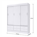 Ver imagem 2 de Roupeiro Casal Percasa 3 Portas Correr 6 Gavetas 172,5cm MDP Branco Corrediças Telescópicas